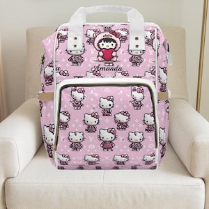 Hello kitty, coquette, sac à dos personnalisé, sac à dos, baby shower, cadeaux de baby shower, cadeau pour maman, sac à langer, cadeau personnalisé, cadeaux pour bébé