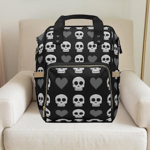 Gothic Skull Diaper Backpack: Multifunctional Baby Bag