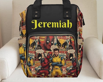 Deadpool,Deadpool gift,Wolverine,Deadpool Wolverine,Marvel,Marvel gifts,Boy diaper bag,Custom diaper bag,Personalized boy gift,Baby blanket