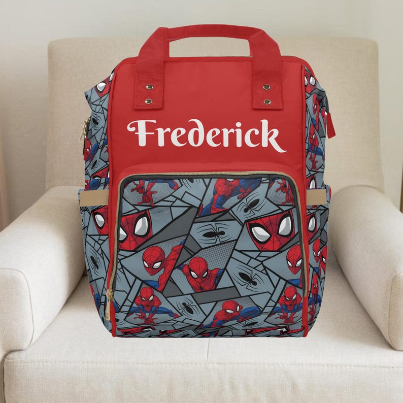 Spinne Rucksack,Spiderman,Spiderman Geschenk,Junge Windel Tasche, Benutzerdefinierte Wickeltasche, Baby Junge Geschenk personalisiert, Baby Decke, Kleinkind Rucksack Bild 3