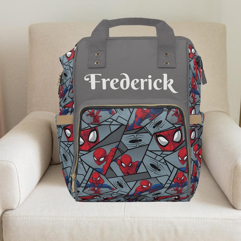 Spinne Rucksack,Spiderman,Spiderman Geschenk,Junge Windel Tasche, Benutzerdefinierte Wickeltasche, Baby Junge Geschenk personalisiert, Baby Decke, Kleinkind Rucksack Bild 1