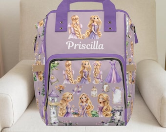 Rapunzel,Rapunzel, Backpack,Girl diaper bag,Custom diaper bag, Baby girl diaper bag ,Disney princess,Girl Backpack ,Tangeled baby shower,