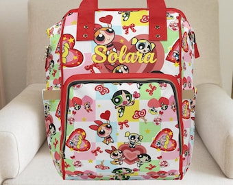 Powerpuff Girls, Powepuff Girls-rugzak, luiertas voor babymeisjes, aangepaste luiertas, nostalgie uit de jaren 2000, nostalgie uit de jaren 90, Disney-cadeaus, babydeken