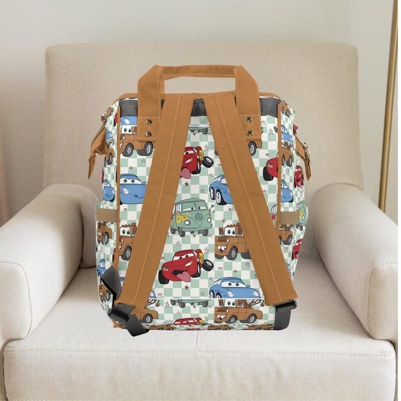 Cars Windeltasche, Disney-Rucksack, Jungen-Windeltasche, Windeltasche, benutzerdefinierte Wickeltasche, Mcqueen-Geschenke, Beleuchtungs- Mcqueen, Kleinkind-Rucksack Bild 3