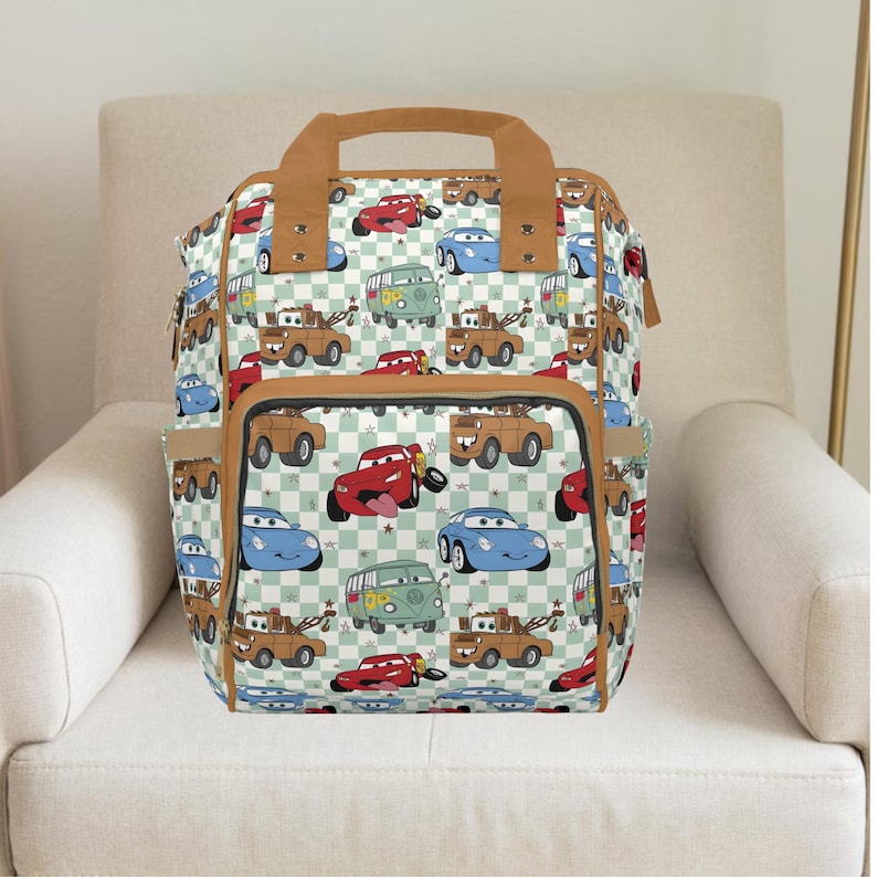 Cars Windeltasche, Disney-Rucksack, Jungen-Windeltasche, Windeltasche, benutzerdefinierte Wickeltasche, Mcqueen-Geschenke, Beleuchtungs- Mcqueen, Kleinkind-Rucksack Without Custom Name