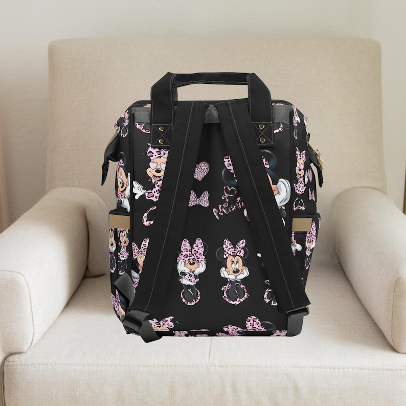 Minnie Mouse,Minnie mouse Cheetah print, Cheetah print backpack,Girl diaper bag,Custom diaper bag,Minnie mouse baby shower image 2