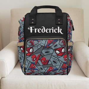 Spinne Rucksack,Spiderman,Spiderman Geschenk,Junge Windel Tasche, Benutzerdefinierte Wickeltasche, Baby Junge Geschenk personalisiert, Baby Decke, Kleinkind Rucksack Black