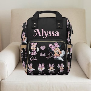 Minnie Mouse,Minnie mouse Cheetah print, Cheetah print backpack,Girl diaper bag,Custom diaper bag,Minnie mouse baby shower image 1
