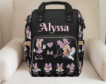 Minnie Mouse,Minnie mouse Cheetah print, Cheetah print backpack,Girl diaper bag,Custom diaper bag,Minnie mouse baby shower
