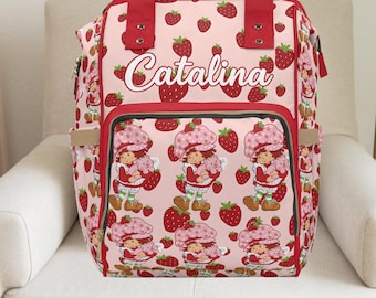 Fragolina Dolcecuore, Zaino Fragolina Dolcecuore, Borsa per pannolini per neonata, Borsa per pannolini personalizzata, Primo compleanno di Fragolina Dolcecuore, Copertina per neonato