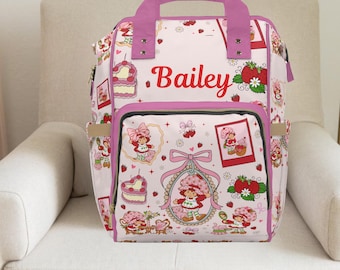 Coquette Tarta de Fresa, Bolsa de pañales para niña Tarta de Fresa Bolsa de pañales personalizada, Manta para niña, Paquete de primer cumpleaños de Berry,