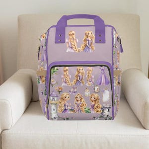 Rapunzel,Rapunzel, Backpack,Girl diaper bag,Custom diaper bag, Baby girl diaper bag ,Disney princess,Girl Backpack ,Tangeled baby shower, Without Custom Name