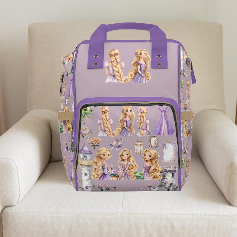 Rapunzel,Rapunzel, Backpack,Girl diaper bag,Custom diaper bag, Baby girl diaper bag ,Disney princess,Girl Backpack ,Tangeled baby shower, Without Custom Name