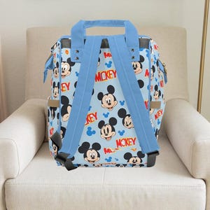 Mochila cambiador de Mickey Mouse para niño, mochila cambiador personalizada, regalos personalizados, baby shower, regalos para baby shower, regalos para bebé niño, mochila preescolar imagen 3