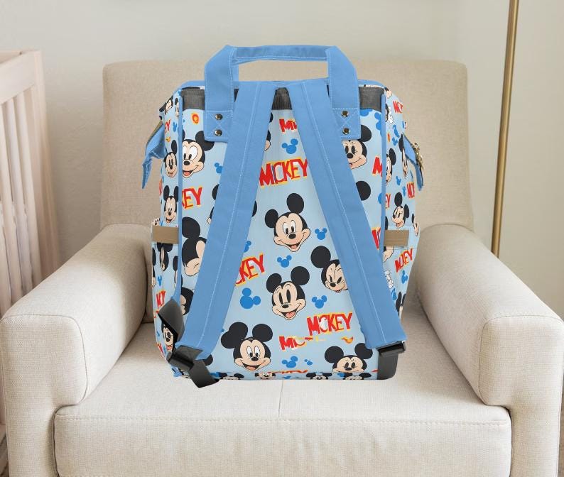 Mochila cambiador de Mickey Mouse para niño, mochila cambiador personalizada, regalos personalizados, baby shower, regalos para baby shower, regalos para bebé niño, mochila preescolar imagen 3
