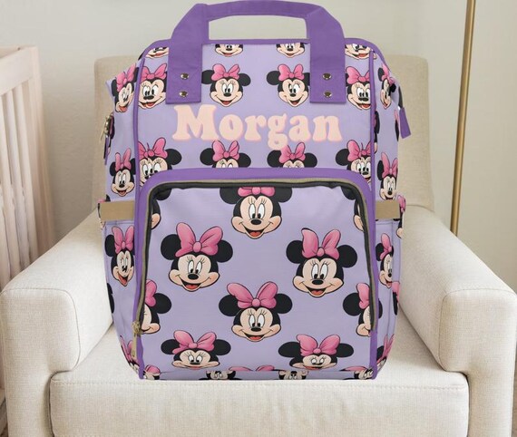 Disney NWOT Minnie Mouse Backpack Diaper Bag Travel Backpack Rainbow Print Amazon.com | Disney Minnie Backpack for Girls with Lunch Box  main image 3