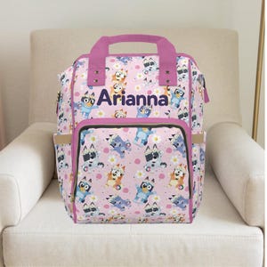 Bluey,Bluey Diaper Bag,girl diaper bag,custom diaper bag,floral diaper bag,Bluey mom,Bluey gift,Bluey baby shower,expecting mom gifts
