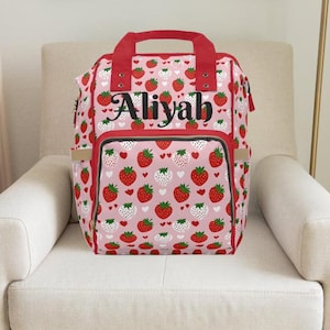 Erdbeere, Windeltasche, benutzerdefinierte Windeltasche, Mädchen-Windeltasche, Babyparty, Baby-Dusche-Geschenke, Mädchen-Babyparty, neue Muttergeschenk, erwartet Muttergeschenk