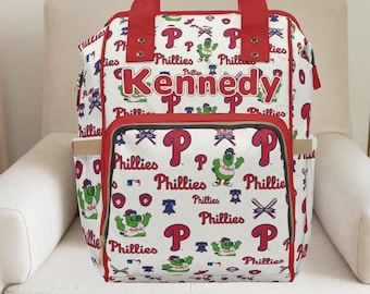 Phillies,Baseball,Baseball gifts,Unisex Diaper Bag,Custom Diaper bag,Sports nursery,Toddler Backpack,Baseball baby showerExpecting mom gifts