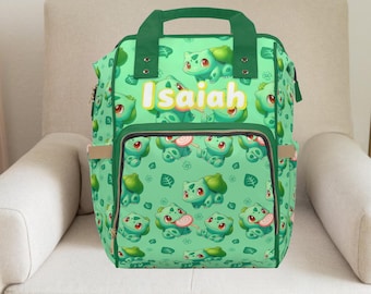 Bulsaur,Anime ,Anime Bag,Unisex Diaper Bag,Boy Diaper Bag,Girl diaper bag,Anime Gifts,Anime Baby shower,Toddler Backpack,Toddler Gifts
