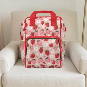 Strawberry Dreams Blush Multi-Function Diaper Backpack/Diaper Bag