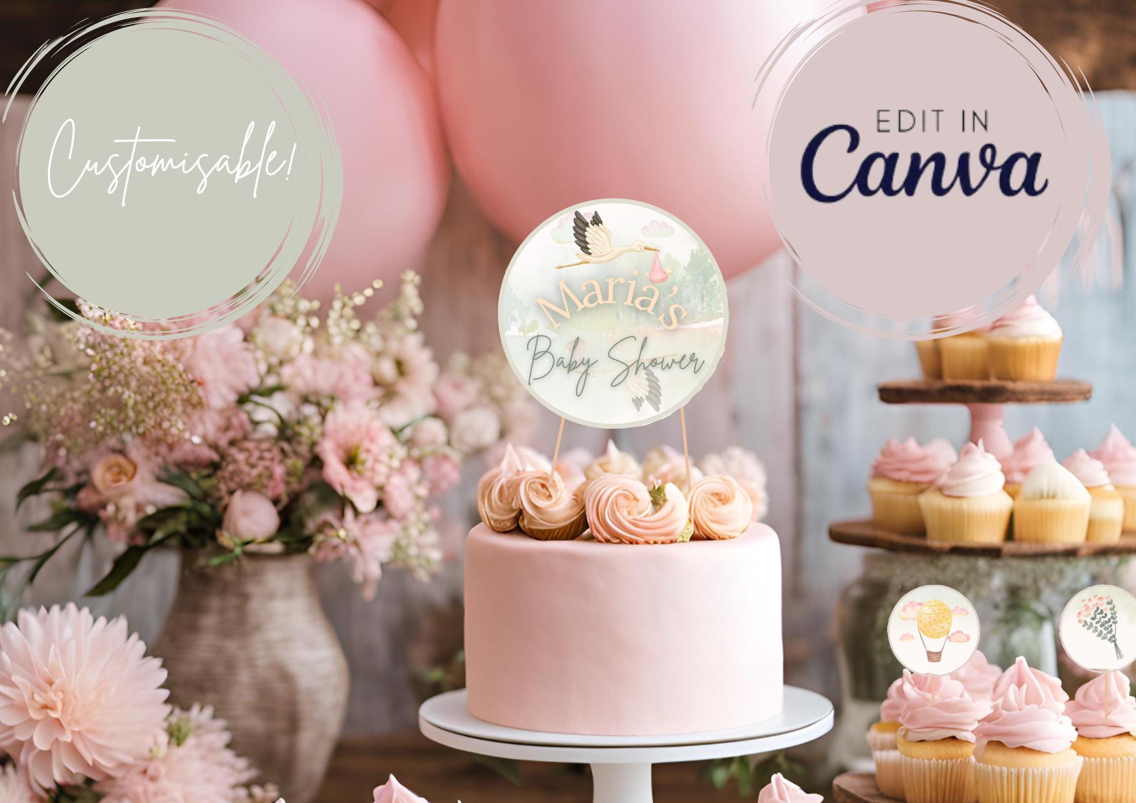 Nizirioo 33 Pezzi Decorazioni Per Torte: Decorazioni Con Orso Bruno, Compleanno, Topper Foam Ball Torta, Topper Per Torta Rosa Set Per Baby Shower E Festa Di Compleanno