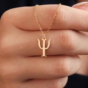 Collar de plata con la letra griega Psi: regalo de psicólogo, regalo de graduación, joyería científica única para ella, regalos de cumpleaños, regalo para ella, oro