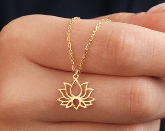 Lotus Necklace 14k Gold Plated Sterling Silver