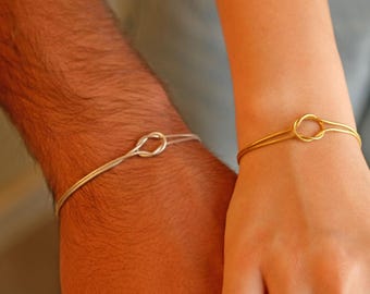 Love Knot Paar Armband, Unisex Armreif, Valentinstag Geschenk, Sterling Silber
