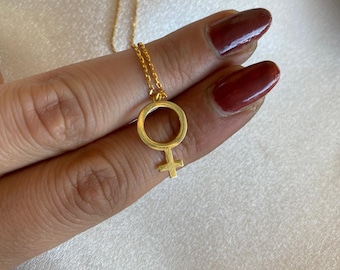 Feminist Venus Pendant: Handmade Sterling Silver Gender Equality Necklace