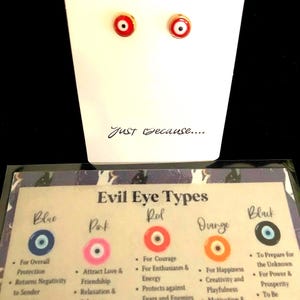 EVIL EYE - Stud EARRINGS -Red- Life Reflections