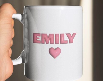 Personalized Name Mug: 3D Ceramic Coffee Cup, Valentine's Gift