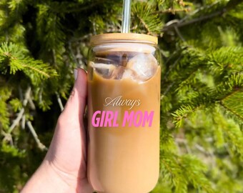 Girl Mom Sipper Glass: 16oz Tumbler Cup with Straw