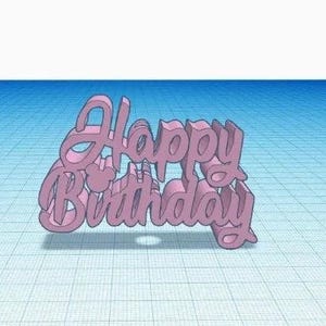 Może przedstawiać: Różowy 3D plastikowy wycięty napis "Happy Birthday" z sercem w środku słowa "Birthday".