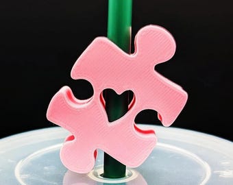 Autism Puzzle Straw Topper STL File for 3D Print AND gcode for FDM Machines