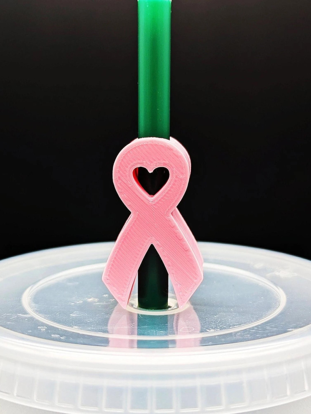 Pink Ribbon Breast Cancer Logo Straw Topper Straw Buddy Charm Decor STL ...