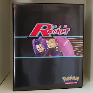 Carpeta de cartas coleccionables del Equipo Rocket de Pokémon: ilustraciones vintage personalizadas de sobres