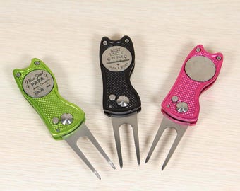 Custom Dad Golf Divot Tool with Ball Marker, Personalized Engraved Golf Accessory - Gift for Him, Golfer, Fathers, Men, Grandpa, Husbands