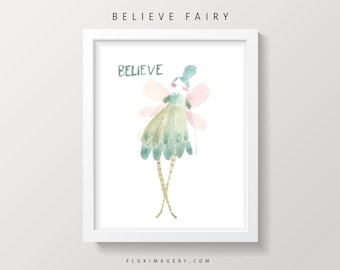 Watercolor ballerina print, motivational art print, fairy nursery room art, fairy art print