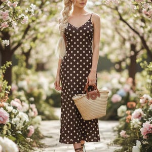 Brown and White Polka Dot Dress