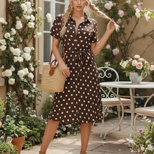 Brown Polka Dot Dress Maxi - Etsy