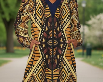 Sweat à capuche imprimé tribal pour femme, cardigan plumetis ethnique, toutes saisons