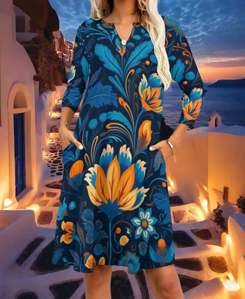 PREMIUM MATERIAL: This women's dress is made of high quality polyester fabric, which is comfortable to wear and the fabric is skin-friendly. Fashionable design: V-neck design, modifies the figure, makes you look more sexy, and visually prolongs the line of the legs. fashion. FASHIONABLE VERSATILE: This dress can be worn with sneakers, heels, or even flip flops. GREAT GIFT: This dress is a great gift choice for your wife, colleagues, family.