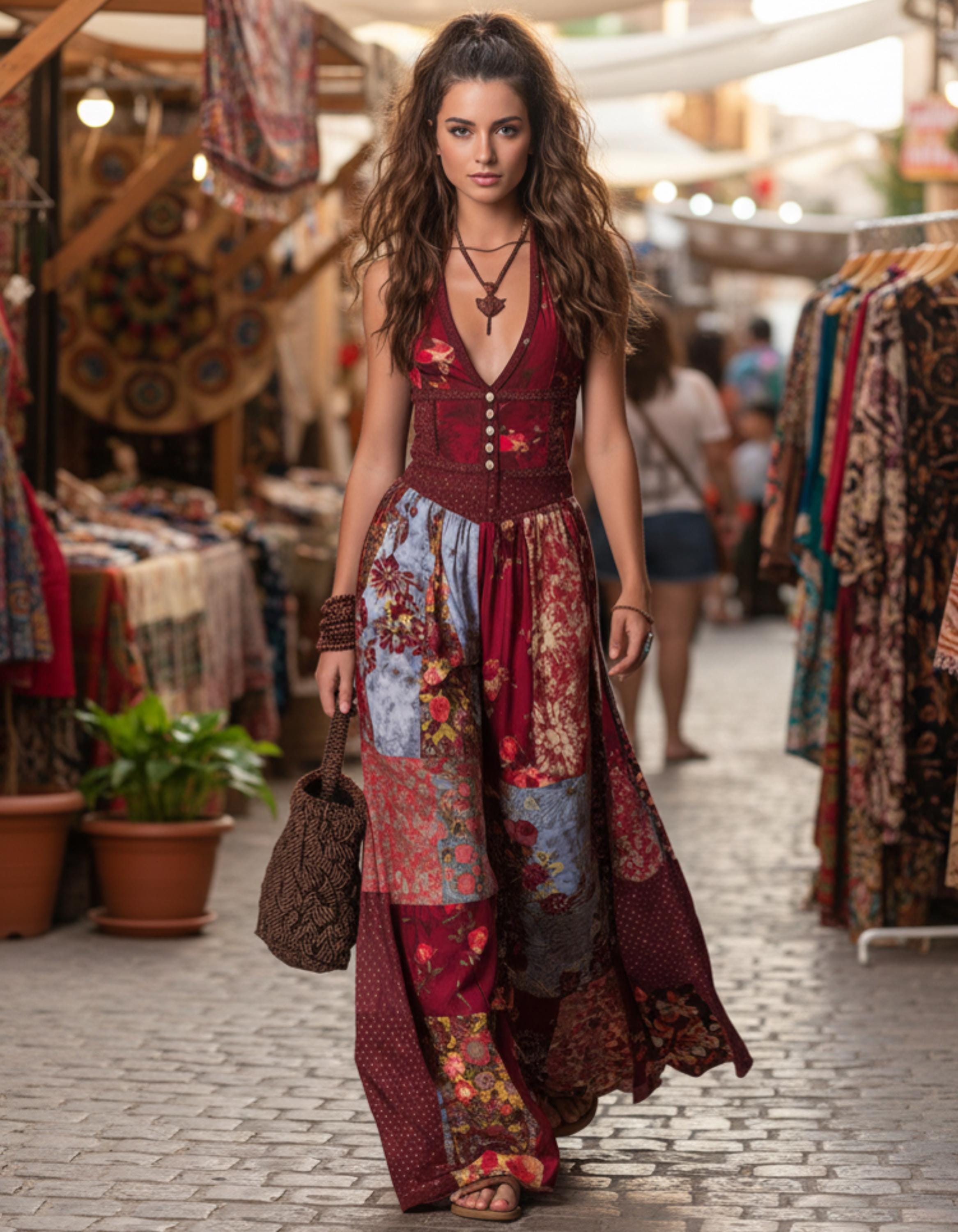 open lace back dress Navy, Pink, Red, and Cream Retro Paisley Chore Dress main image 1