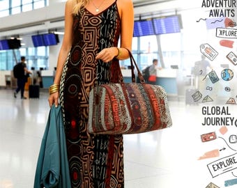 Vestido midi bohemio de patchwork: Estilo lagenlook casual de verano para la playa