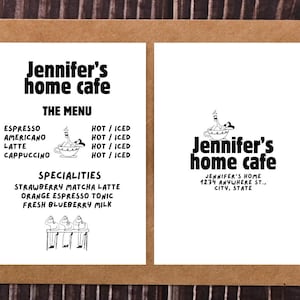 Modelo de convite para cafeteria em casa, menu e convite para cafeteria em casa, convite personalizável, download digital do Canva, festa de café da manhã com brunch