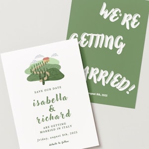 Destination Tuscany Italy Wedding Save the Date Template, Florence Winery Vineyard Wedding Invitation, Travel Theme, Editable Template