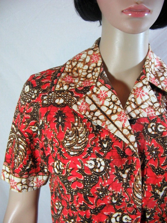 1970's Smock Blouse orange brown