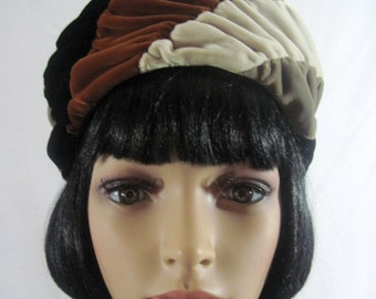 1960's Velvet PILLBOX HAT by MARILYN Union Made in usa Size 22