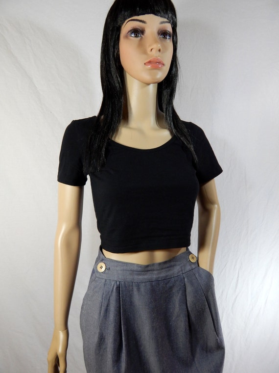 1980's Blue Grey PENCIL SKIRT Size 6 small - image 2